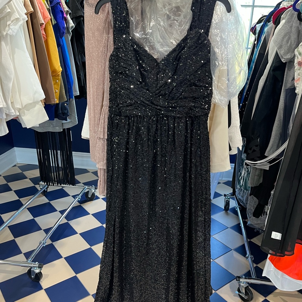 AMSALE SPARKLY BLACK DRESS